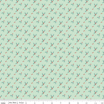Arrival of Winter Berries C13527 Mint by Riley Blake Designs - Berry Sprigs Dots - Quilting Cotton Fabric