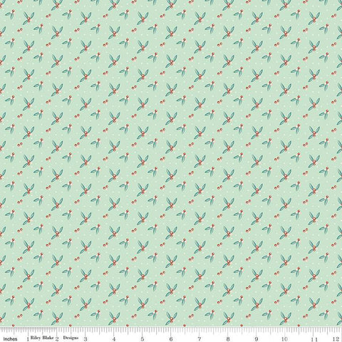 SALE Arrival of Winter Berries C13527 Mint by Riley Blake Designs - Berry Sprigs Dots - Quilting Cotton Fabric