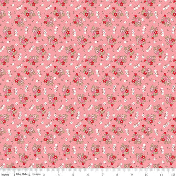 SALE Home Town Bills C13582 Heirloom Coral - Riley Blake Designs - Floral Flowers - Lori Holt - Quilting Cotton Fabric
