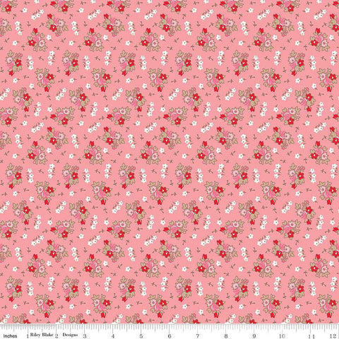 SALE Home Town Bills C13582 Heirloom Coral by Riley Blake Designs - Floral Flowers - Lori Holt - Quilting Cotton Fabric