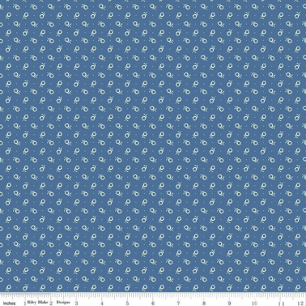 SALE Home Town Butterfield C13588 Denim by Riley Blake Designs - Floral Flowers - Lori Holt - Quilting Cotton Fabric