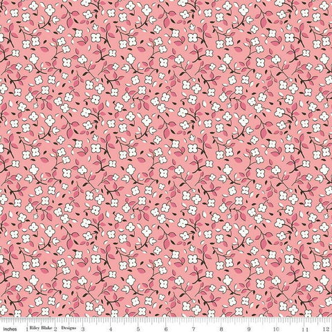 SALE Home Town Swasey C13590 Heirloom Coral by Riley Blake Designs - Floral Flowers - Lori Holt - Quilting Cotton Fabric