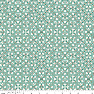 SALE Home Town Hamilton C13591 Heirloom Sea Glass - Riley Blake Designs - Floral Flowers Medallions - Lori Holt - Quilting Cotton Fabric