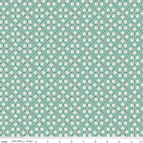 SALE Home Town Hamilton C13591 Heirloom Sea Glass by Riley Blake Designs - Floral Flowers Medallions - Lori Holt - Quilting Cotton Fabric