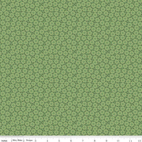 SALE Home Town Miller C13593 Basil by Riley Blake Designs - Floral Flowers Dots - Lori Holt - Quilting Cotton Fabric