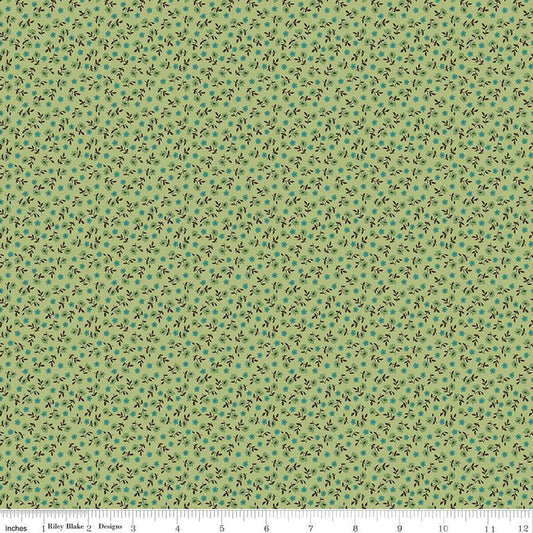 SALE Home Town Bodell C13594 Lettuce - Riley Blake Designs - Floral Flowers - Lori Holt - Quilting Cotton Fabric