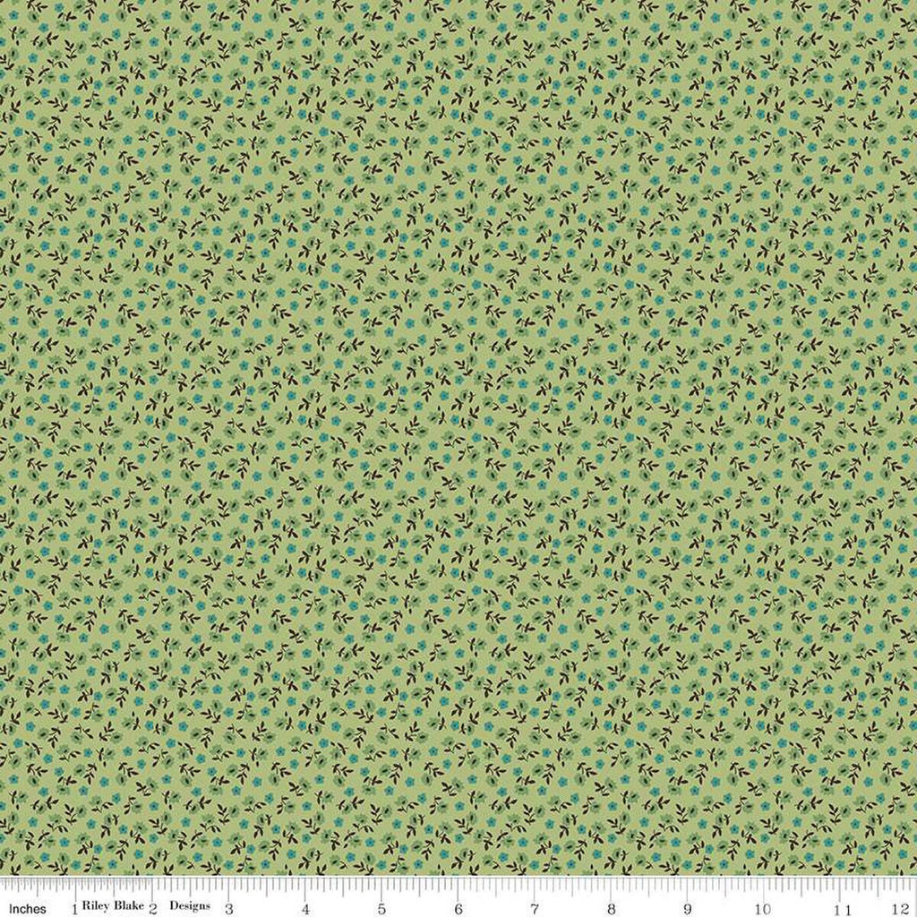 SALE Home Town Bodell C13594 Lettuce by Riley Blake Designs - Floral Flowers - Lori Holt - Quilting Cotton Fabric