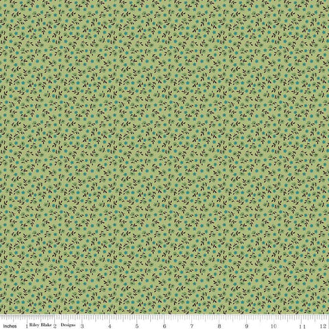 SALE Home Town Bodell C13594 Lettuce by Riley Blake Designs - Floral Flowers - Lori Holt - Quilting Cotton Fabric