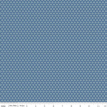 SALE Home Town Dansie C13595 Denim - Riley Blake Designs - Geometric Dots Ovals Squares - Lori Holt - Quilting Cotton Fabric