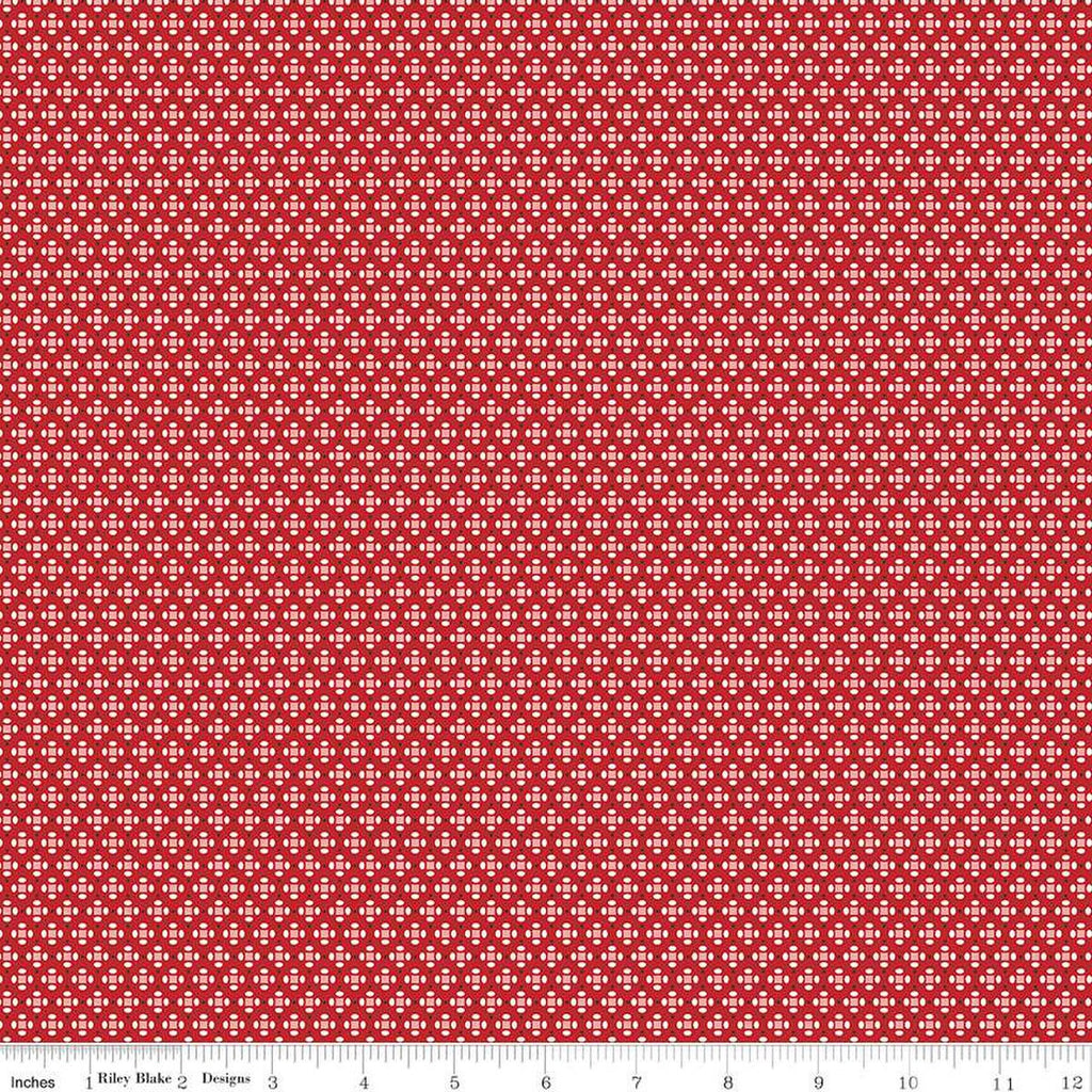 SALE Home Town Dansie C13595 Schoolhouse Red by Riley Blake Designs - Geometric Dots Ovals Squares - Lori Holt - Quilting Cotton Fabric