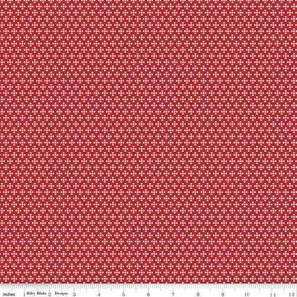 SALE Home Town Dansie C13595 Schoolhouse Red by Riley Blake Designs - Geometric Dots Ovals Squares - Lori Holt - Quilting Cotton Fabric