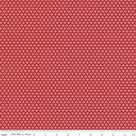 SALE Home Town Dansie C13595 Schoolhouse Red by Riley Blake Designs - Geometric Dots Ovals Squares - Lori Holt - Quilting Cotton Fabric