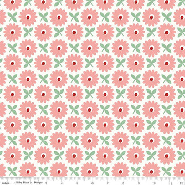 3-Yard cut- SALE Home Town WIDEBACK WB13601 Heirloom Coral - Riley Blake - 108" Flowers - Lori Holt - Quilting Cotton Fabric