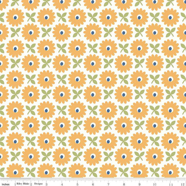 2 yard 11" End of Bolt - SALE Home Town WIDE BACK WB13601 Heirloom Daisy - Riley Blake - 107/108" Wide - Lori Holt - Quilting Cotton Fabric