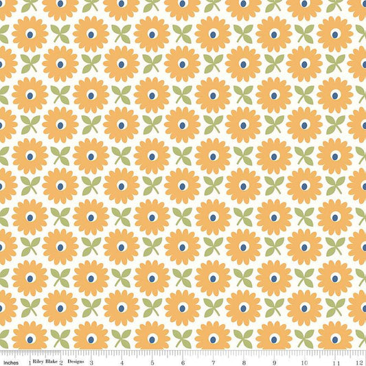 3-Yard cut- SALE Home Town WIDEBACK WB13601 Heirloom Daisy - Riley Blake - 108" Floral - Lori Holt - Quilting Cotton Fabric