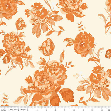 Fat Quarter End of Bolt - Shades of Autumn Main C13470 Cream by Riley Blake Designs - Thanksgiving Fall Floral - Quilting Cotton Fabric