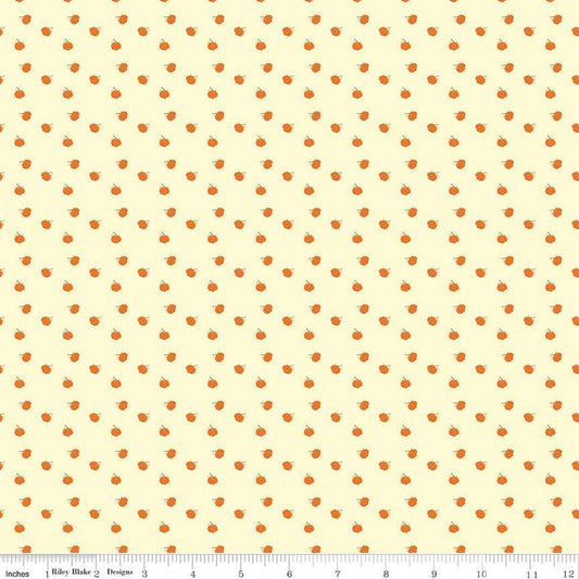 29" End of Bolt - Fall's in Town Pumpkins C13518 Cream - Riley Blake Designs - Thanksgiving Autumn - Quilting Cotton Fabric