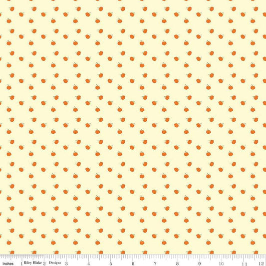 29" End of Bolt - Fall's in Town Pumpkins C13518 Cream - Riley Blake Designs - Thanksgiving Autumn - Quilting Cotton Fabric