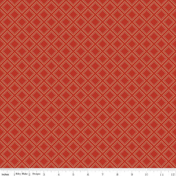 15" End of Bolt - CLEARANCE Fall's in Town Grid C13517 Red - Riley Blake  - Thanksgiving Autumn Lattice Squares Geometric - Quilting Cotton