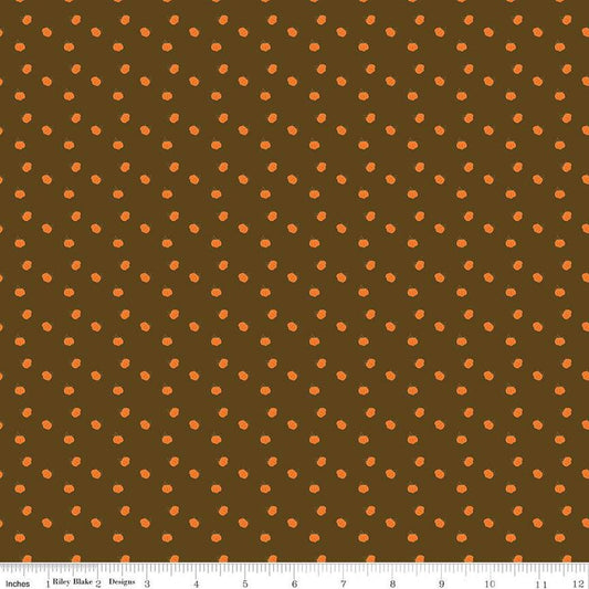 SALE Fall's in Town Pumpkins C13518 Brown - Riley Blake Designs - Thanksgiving Autumn - Quilting Cotton Fabric