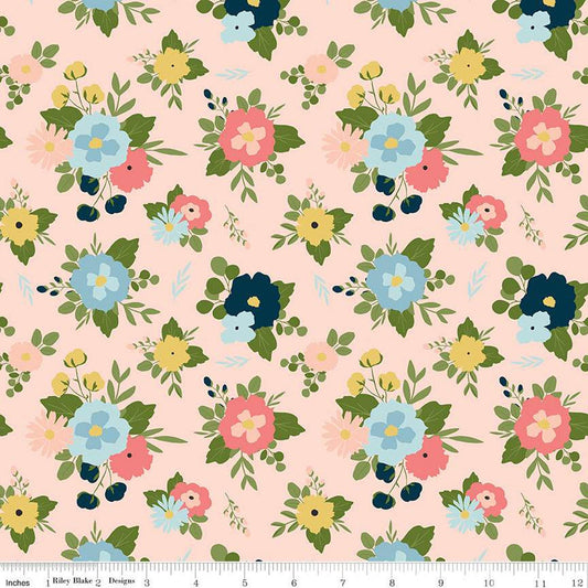 Day in the Life Main C13660 Blush - Riley Blake Designs - Floral Flowers - Quilting Cotton Fabric
