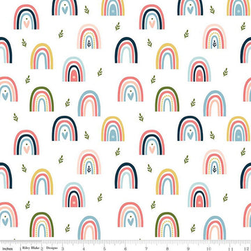 SALE Day in the Life Rainbows C13661 White - Riley Blake Designs - Quilting Cotton Fabric