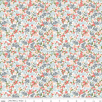 SALE Day in the Life Floral C13662 White - Riley Blake Designs - Flowers Blossoms - Quilting Cotton Fabric