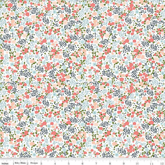 DEAL Day in the Life Floral C13662 White - Riley Blake Designs - Flowers Blossoms - Quilting Cotton Fabric