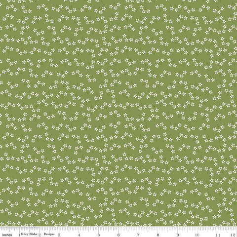 Day in the Life Blossoms C13665 Basil - Riley Blake Designs - Floral White Flowers - Quilting Cotton Fabric