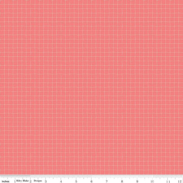 CLEARANCE Day in the Life Grid C13666 Lipstick by Riley Blake Designs - Irregular Lines - Quilting Cotton Fabric