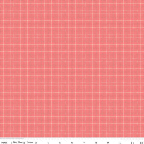 SALE Day in the Life Grid C13666 Lipstick by Riley Blake Designs - Irregular Lines - Quilting Cotton Fabric