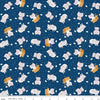 SALE Pets Cats C13652 Navy - Riley Blake Designs - Children's Cat Kittens Clouds Stars Hearts Arrows Circles  - Quilting Cotton Fabric