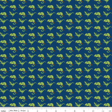 SALE Pets Geckos C13653 Navy - Riley Blake Designs - Children's Gecko - Quilting Cotton Fabric
