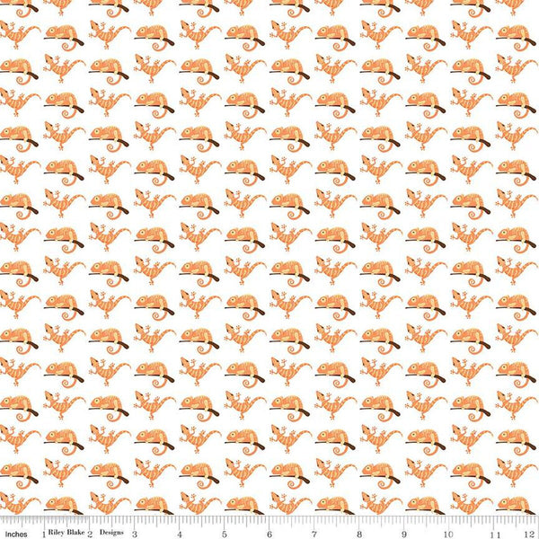 CLEARANCE Pets Geckos C13653 White by Riley Blake Designs - Children's Gecko - Quilting Cotton Fabric