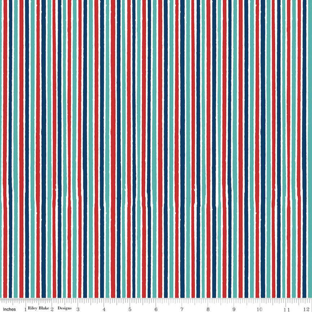 Pets Stripes C13656 Blue by Riley Blake Designs - Children's Stripe Striped - Quilting Cotton Fabric