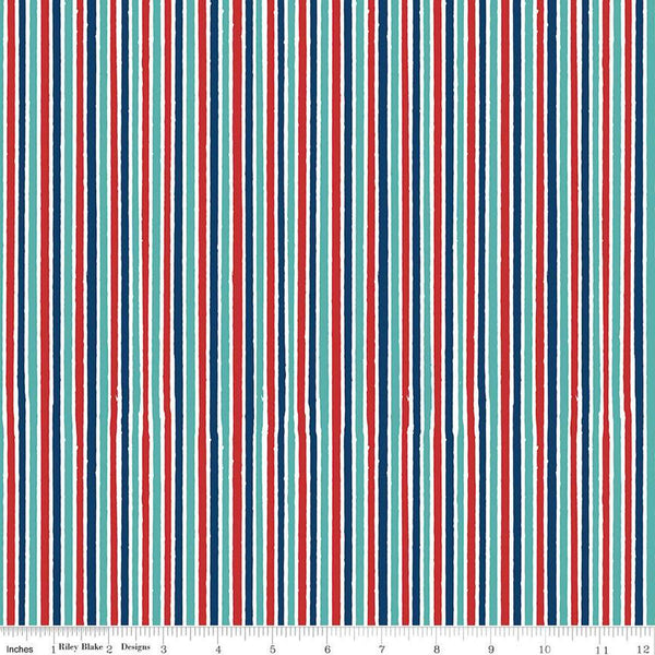 SALE Pets Stripes C13656 Blue by Riley Blake Designs - Children's Stripe Striped - Quilting Cotton Fabric