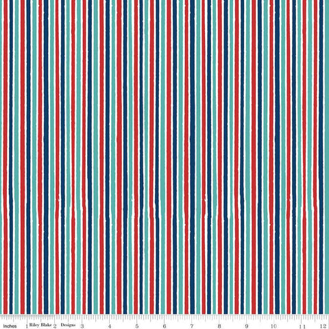 SALE Pets Stripes C13656 Blue by Riley Blake Designs - Children's Stripe Striped - Quilting Cotton Fabric