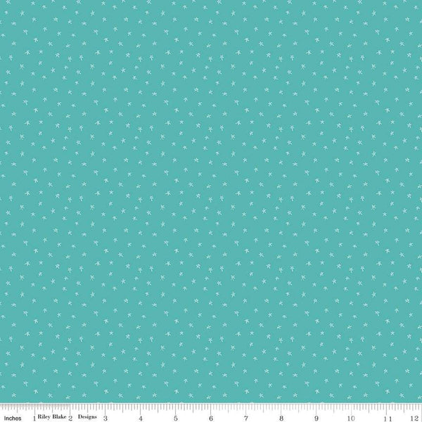 Fat Quarter End of Bolt - SALE Pets Stars C13657 Teal by Riley Blake Designs - Children's Star - Quilting Cotton Fabric
