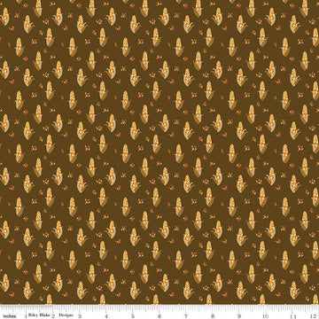 SALE Fall's in Town Corn C13514 Brown - Riley Blake Designs - Thanksgiving Autumn Corn on the Cob - Quilting Cotton Fabric