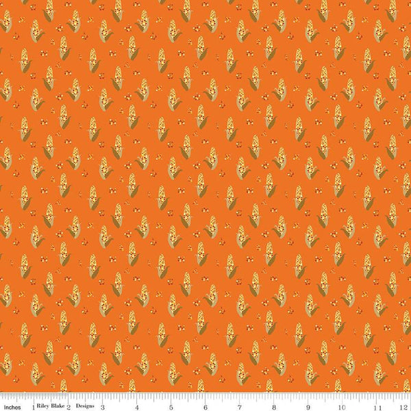 SALE Fall's in Town Corn C13514 Orange by Riley Blake Designs - Thanksgiving Autumn Corn on the Cob - Quilting Cotton Fabric