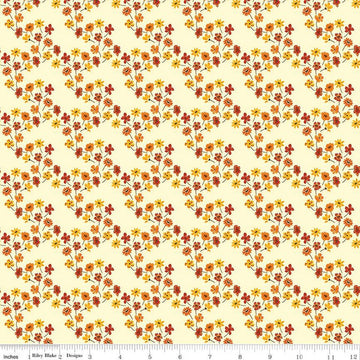 DEAL Fall's in Town Floral C13515 Cream - Riley Blake Designs - Thanksgiving Autumn Flowers - Quilting Cotton Fabric