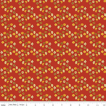 SALE 34" End of Bolt - Fall's in Town Floral C13515 Red - Riley Blake Designs - Thanksgiving Autumn Flowers - Quilting Cotton Fabric