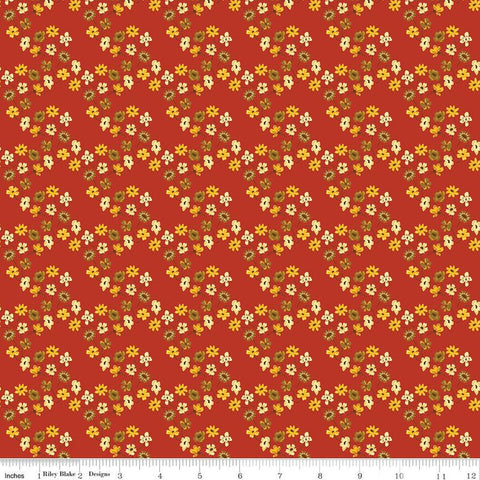 Fall's in Town Floral C13515 Red by Riley Blake Designs - Thanksgiving Autumn Flowers - Quilting Cotton Fabric