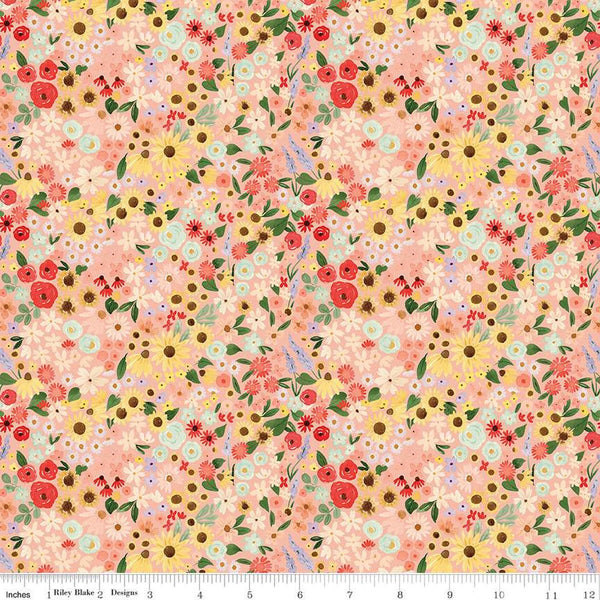 Homemade Floral C13723 Coral - Riley Blake Designs - Flower Flowers - Quilting Cotton Fabric