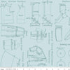 CLEARANCE Sew Journal Needlecraft C13896 Blue - Riley Blake Designs - Outlined Pattern Pieces - J. Wecker Frisch - Quilting Cotton Fabric