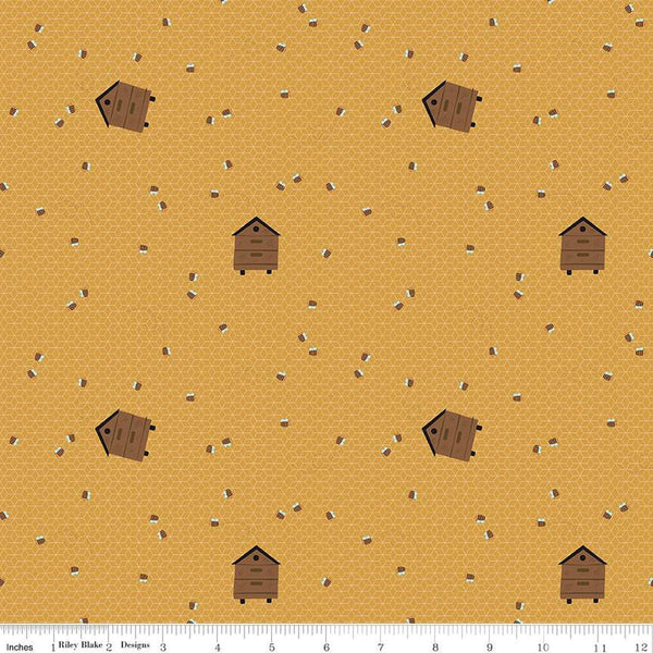 SALE Country Life Worker Bee C13795 Honey - Riley Blake Designs - Bees Beehives - Quilting Cotton Fabric