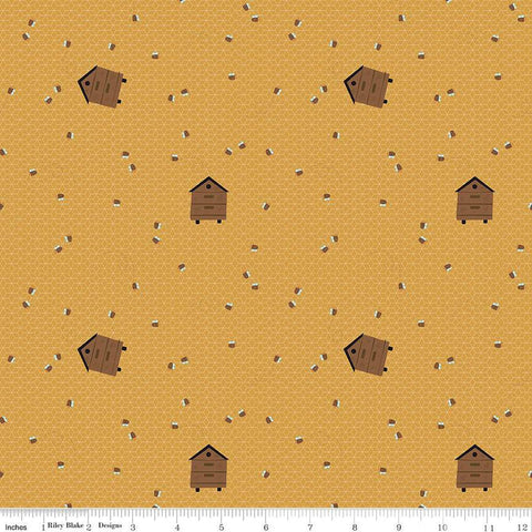 SALE Country Life Worker Bee C13795 Honey - Riley Blake Designs - Bees Beehives - Quilting Cotton Fabric