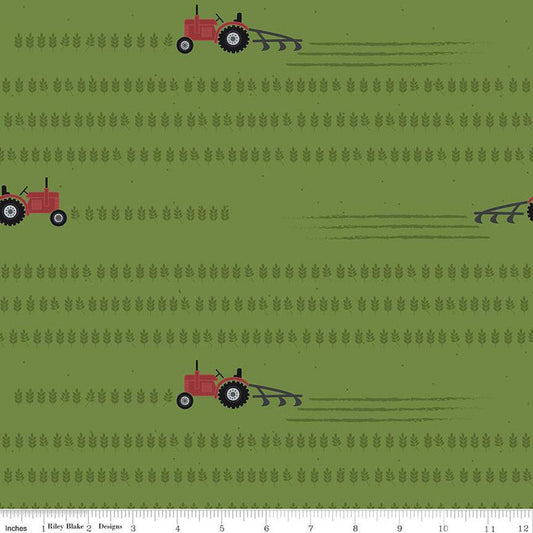 34" End of Bolt - SALE Country Life Working the Field C13792 Sprout - Riley Blake Designs - Tractors - Quilting Cotton Fabric