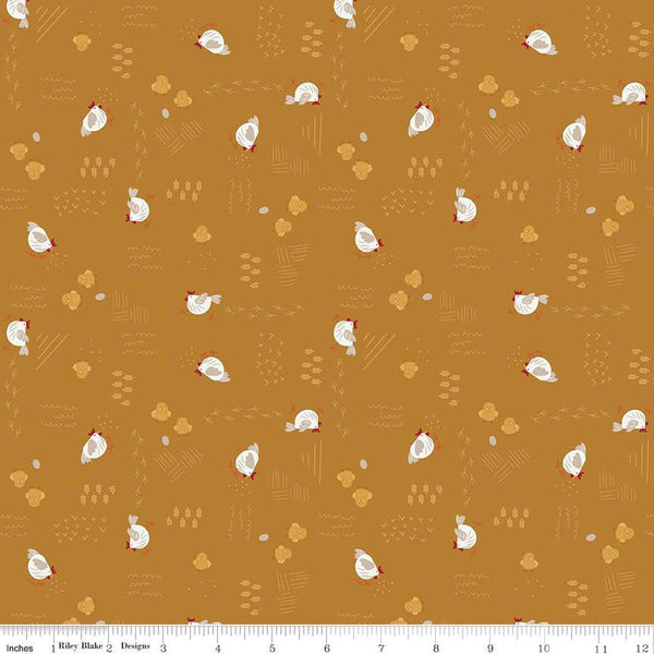 CLEARANCE Country Life Chicken Scratch C13791 Harvest - Riley Blake Designs - Chickens - Quilting Cotton Fabric