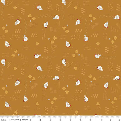 CLEARANCE Country Life Chicken Scratch C13791 Harvest - Riley Blake Designs - Chickens - Quilting Cotton Fabric